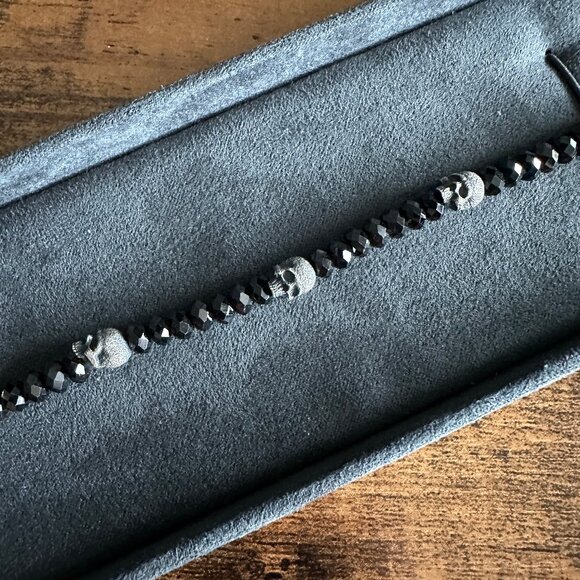 David Yurman Memento Mori Spinel Skull Station Bracelet - Size Medium - Picture 5 of 12